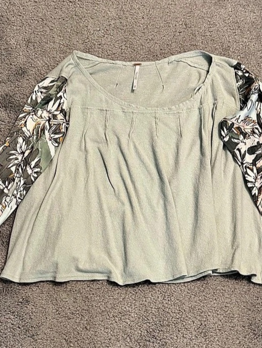 Free People Blouse Green & White XS